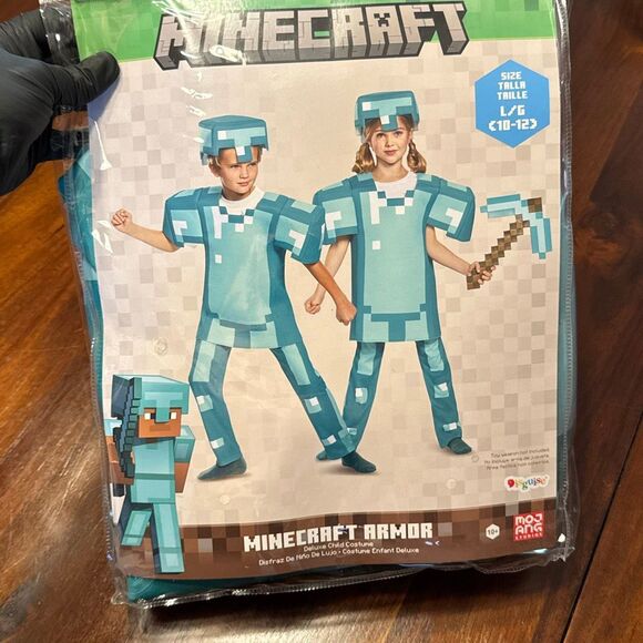 Minecraft Officially Licensed Light Blue Armor Kids Costume Youth Unisex 10 Boys - Picture 2 of 8